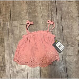 NWT Modern Moments Girls Pink Eyelet Tank Top Size 3T Tie Strap Summer